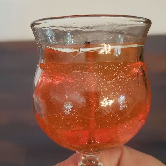 Vintage Avon SPARKLING SWIRL Red Transparent Candle & Goblet Holder - Picture 6 of 9